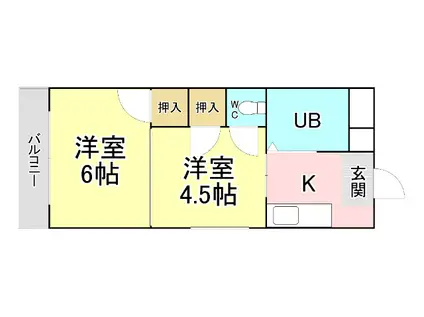 ハイツ和幸(2K/2階)の間取り写真