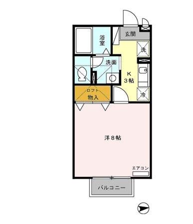 マ・メゾン大羽根(1K/2階)の間取り写真