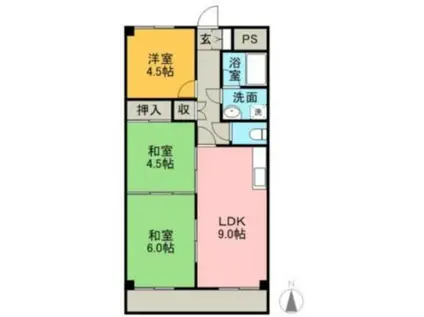 寒香梅ハイツ(3LDK/3階)の間取り写真