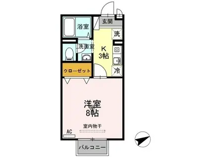 セジュール宮地(1K/1階)の間取り写真