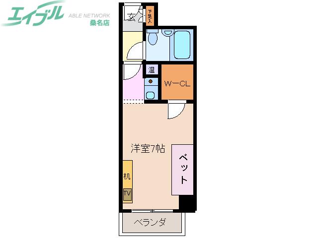 グランティ桑名(ワンルーム/5階)の間取り写真