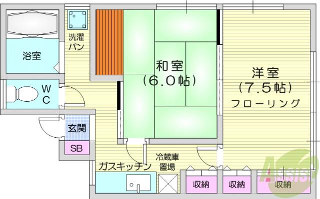 アンビエントハウス(2K/2階)の間取り写真