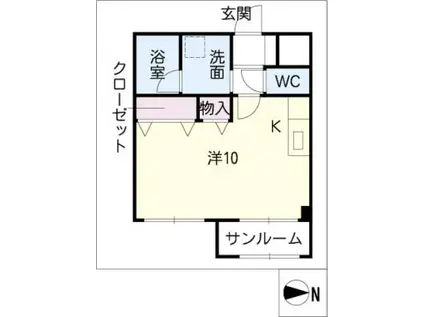 プリオル・エムII(ワンルーム/2階)の間取り写真