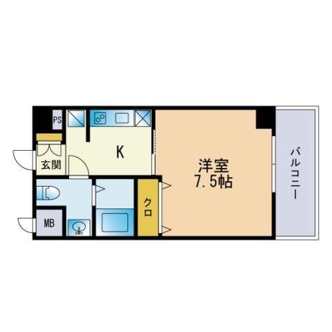 プリエール(1K/1階)の間取り写真