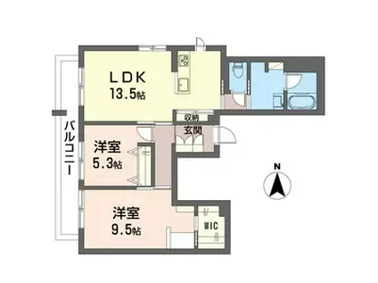 ルミエール ドゥ―ス(2LDK/1階)の間取り写真