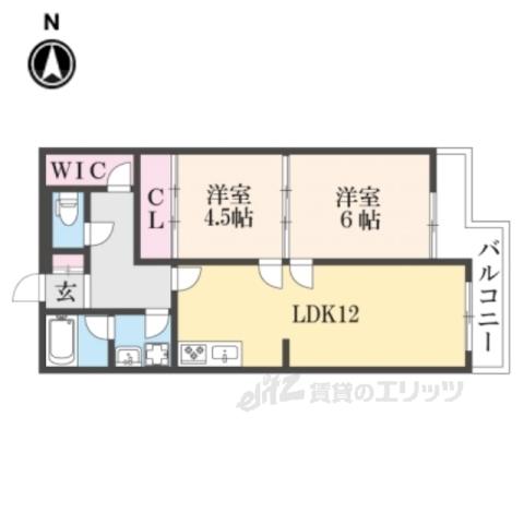 ビューハイツ京都山科(2LDK/3階)の間取り写真