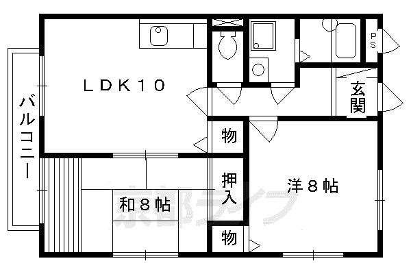 グルミエール大谷II(2LDK/1階)の間取り写真