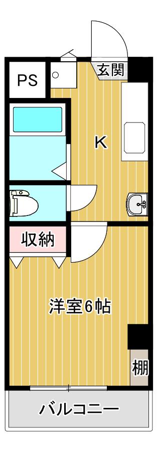丸岩ビル(1K/3階)の間取り写真