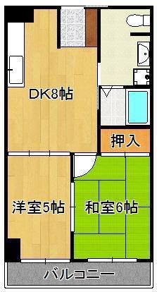 サンコーポ熊本(2DK/4階)の間取り写真
