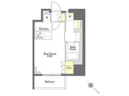 プライムメゾン渋谷(ワンルーム/2階)の間取り写真