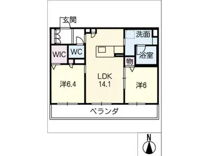 ガーデン黒沢台(2LDK/3階)の間取り写真