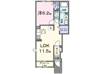 遠州鉄道 自動車学校前駅 徒歩11分 2階建 新築(1LDK/1階)の間取り写真