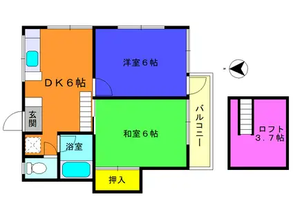 第三ドミール(2DK/2階)の間取り写真
