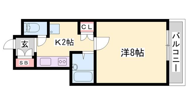 ルークレジデンス姫路III(1K/4階)の間取り写真