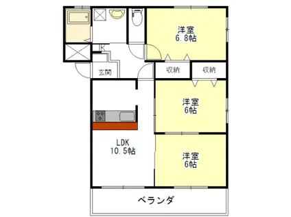 ルネスハピネス持川(3LDK/2階)の間取り写真
