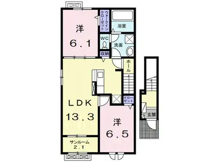 アンシャンテ VI(2LDK/2階)の間取り写真