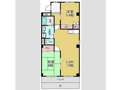 エスポワールOH72(2LDK/1階)の間取り写真