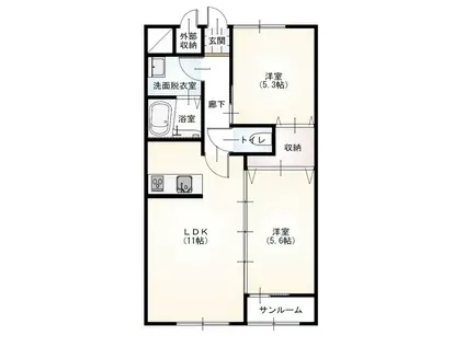 ヴァンクール(2LDK/2階)の間取り写真