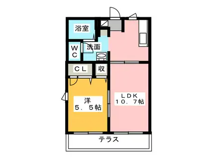 クローバーC(1LDK/1階)の間取り写真