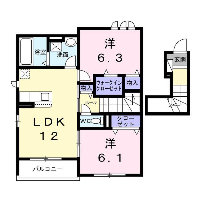 メゾンボヌールII(2LDK/2階)の間取り写真