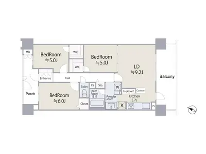 サンフル豊洲ベイステージ(3LDK/5階)の間取り写真
