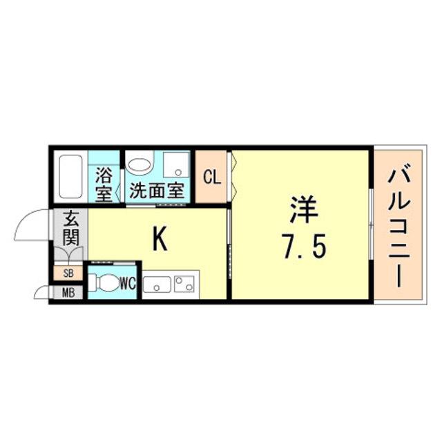 コーム須磨(1K/1階)の間取り写真