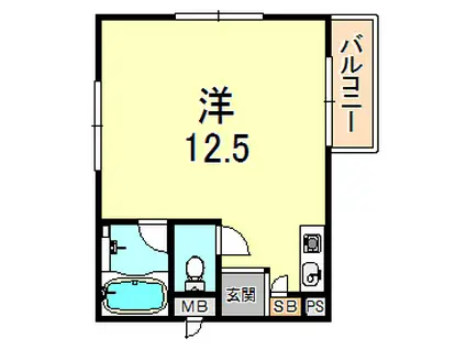 垂水ハイツ(ワンルーム/2階)の間取り写真