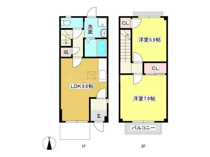 ルミエールセブンA(2LDK/1階)の間取り写真