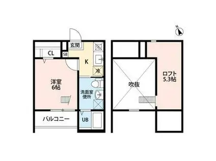 HACK HOUSE 長良町ハックハウスナガ(1K/1階)の間取り写真