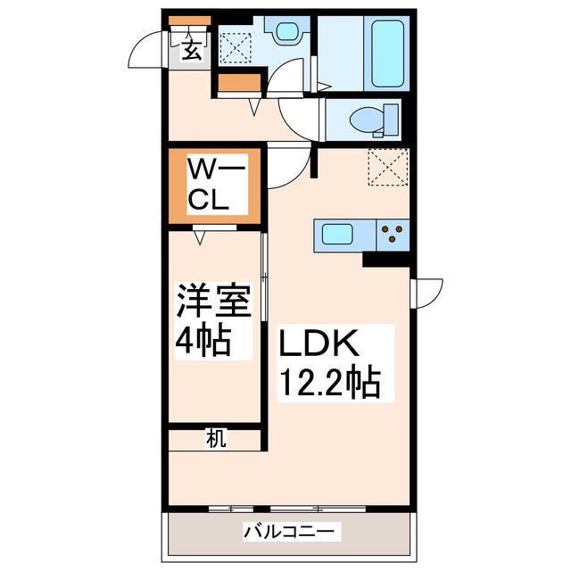 アルバルーチェ黒髪(1LDK/1階)の間取り写真