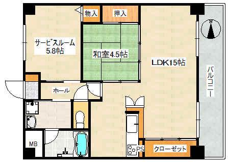 エネピア庚午北(1SLDK/2階)の間取り写真