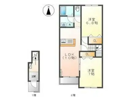 アドヴァンス(2LDK/2階)の間取り写真