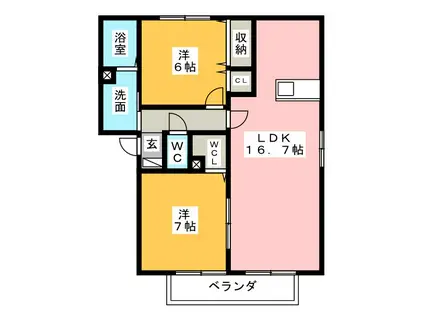 カルチェ・ラタン(2SLDK/2階)の間取り写真