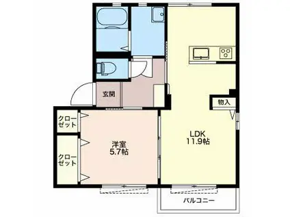 グランメールイトウA棟(1LDK/1階)の間取り写真