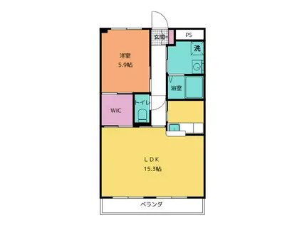ハイツM(1LDK/2階)の間取り写真