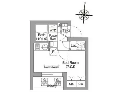 コンフォリア・リヴ南品川(ワンルーム/2階)の間取り写真