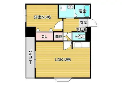UBI飯塚(1LDK/8階)の間取り写真