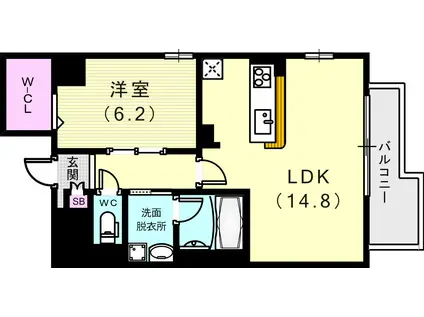 L・ISOBE三宮(1LDK/11階)の間取り写真