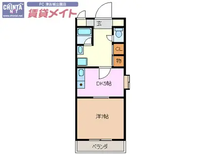 K`Sガーデン(1DK/1階)の間取り写真