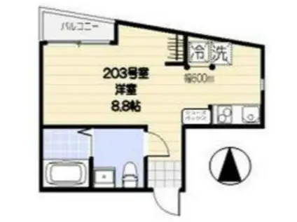 スカイヒルズ羽田(ワンルーム/2階)の間取り写真