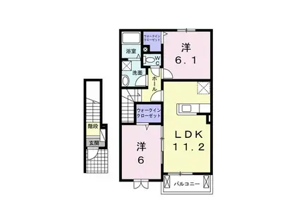 カンパニュール I(2LDK/2階)の間取り写真