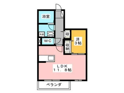 クローバーベル(1LDK/1階)の間取り写真