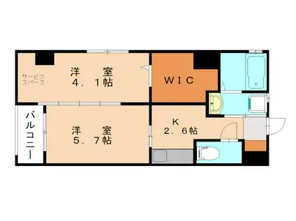 マーベラスハイム(2K/4階)の間取り写真