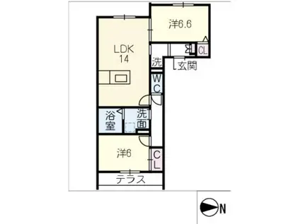 守山区守山三丁目計画A棟(2LDK/2階)の間取り写真