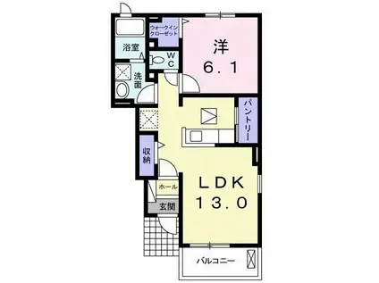 ディア コート ベル(1LDK/1階)の間取り写真