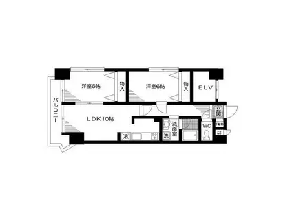 セリジア三宿(2LDK/8階)の間取り写真