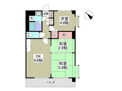 パストラルはせがわ(3DK/2階)の間取り写真