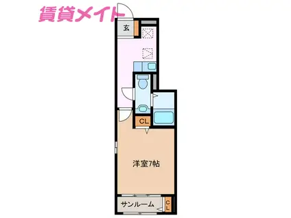 グレース・ベイ白子(1K/1階)の間取り写真