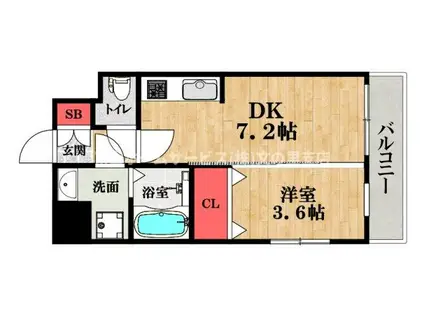 アンフィニXIX阿倍野昭和町(1DK/7階)の間取り写真