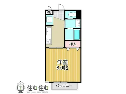 SURPLUS ONE 中根(1K/2階)の間取り写真